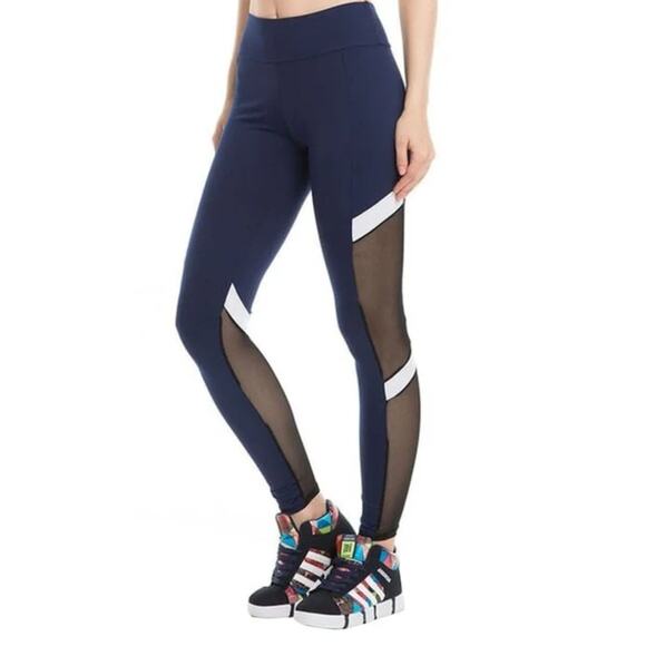 Blue and black Mesh Athletic leggings/ sz small - Picture 1 of 8